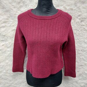 Nicole Miller New York Women's Burgundy 100% Extra Fine Merino Wool Sweater M